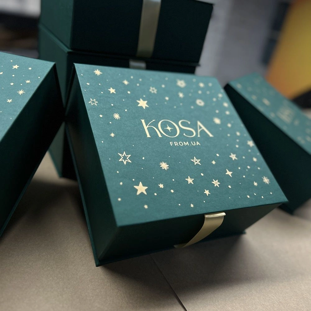 Новорічна подарункова коробочка для косметики на стрічках Kosa