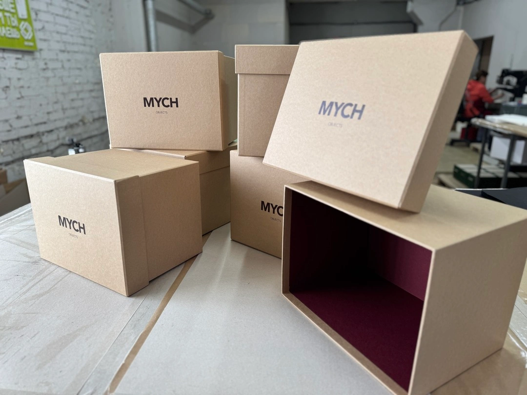 Крафтовые коробки крышка-дно для керамики с лого MYCH
