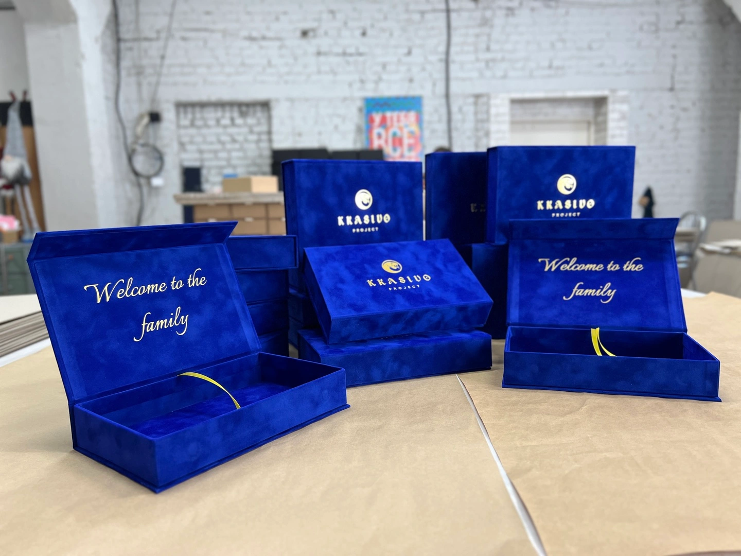 Коробки для косметики з синього оксамиту Krasivo