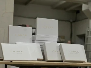 White boxes with Lange logo wholesale